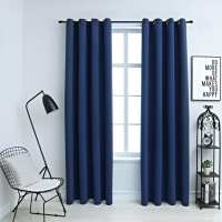 vidaXL 2x Cortinas Opacas con Anillas Metal 140x175cm Decoración Hogar Color Beige,  Negro,  Gris y mas - details 5