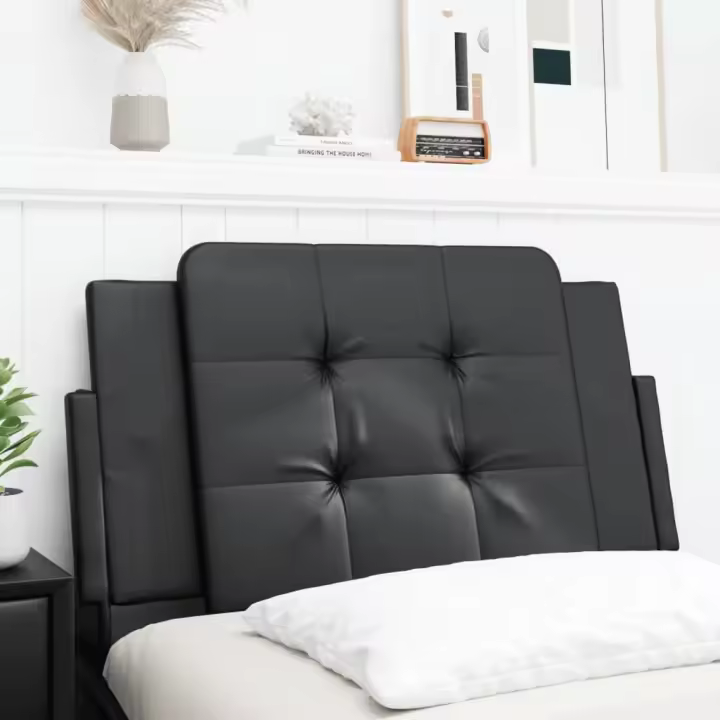 vidaXL Cabecero de cama acolchado cuero sintético negro 90 cm - 1