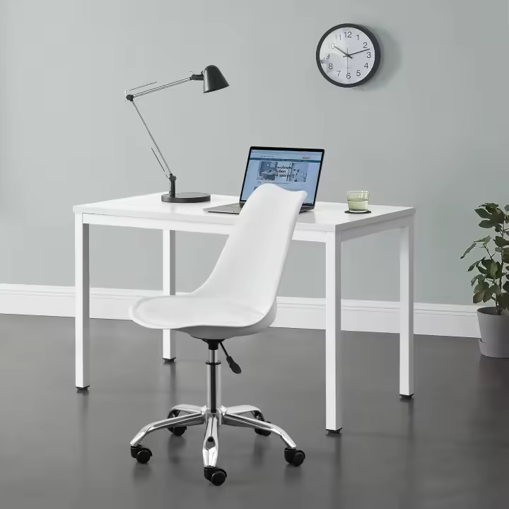 Silla Giratoria de Oficina Atherton con  5 ruedas tapizado - 83 - 93 x 48 x 55 cm - Blanco [en.casa] - 1