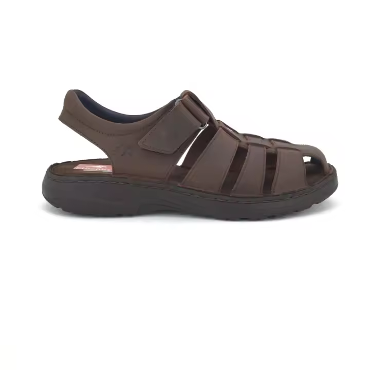 Sandalia Fluchos para hombre, mod.2198, Sandalia cangrejera con cinta textil adhesiva todo piel - 1