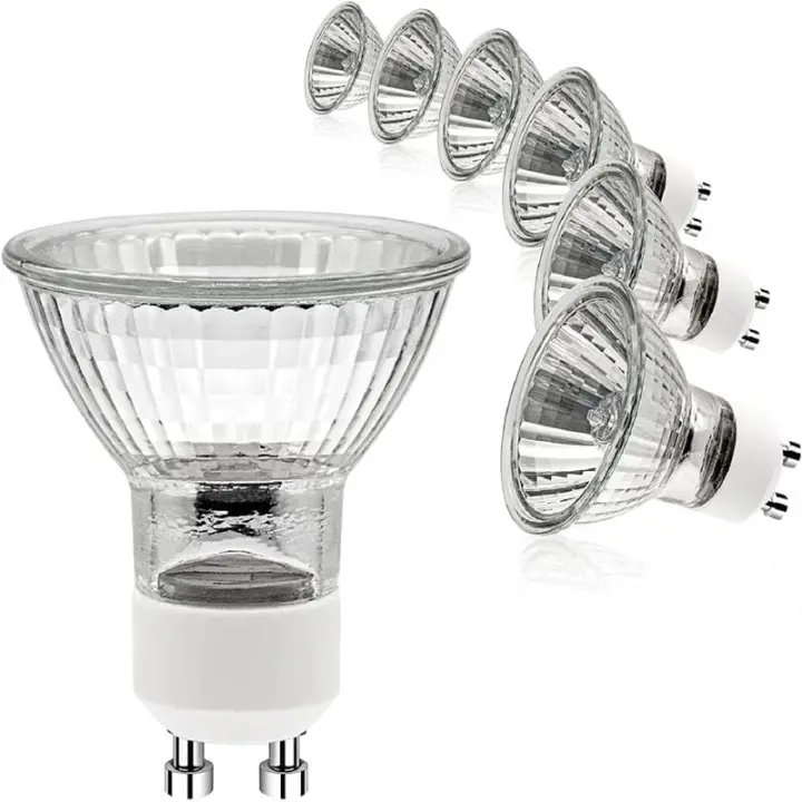Paquete de 6 Bombas GU10, Luz Blanca Cálida, regulables, GU10 C, 120 V, 35 W, para calientadores de Cera, Rieles de Luz y Campanas extractoras. - 1