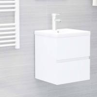 vidaXL Mueble con lavabo madera contrachapada en color Negro/Roble ahumado/Blanco y más | almacenamiento funcional diseño moderno para baño dormitorio sala - details 2