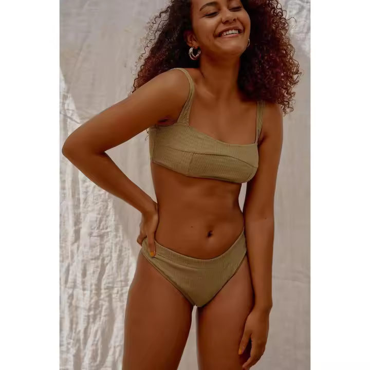 Top bikini Ayu - Green Black Limba - 1