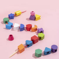 Juego De Enigmas De Madera Montessori Juguete Educativo Para Niños Cognición De Colores Y Formas Juguetes Coloridos Con Perlas Regalo Para Niños De 3-6 Años - details 2