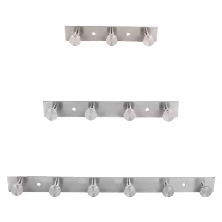 Cofan Perchero de pared con 3, 4 o 6 ganchos | Material: acero inoxidable 304 | Acabado: satinado | Colgador de pared para baños, entradas, cocinas, pasillos, dormitorios | Tres Medidas Diferentes - 1