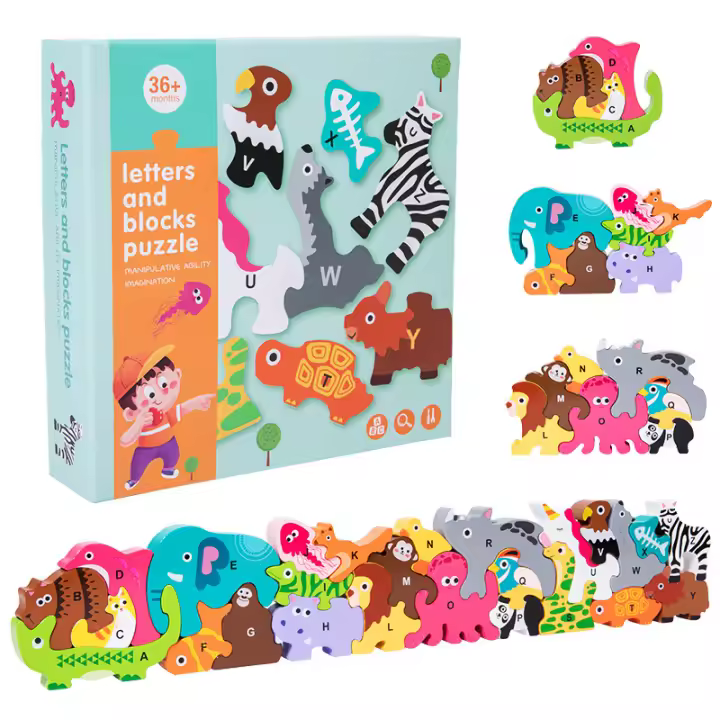 Rompecabezas De Madera 3D Para Niños Juguete Educativo Montessori Tema Animal Puzzle De Cartón Para El Aprendizaje Temprano De Los Niños - 1