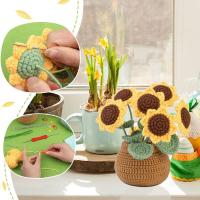Kit De Instrucción Para Tejer Con Agujas Incluido Para Principiantes Con Plantilla De Girasol DIY Manualidades De Hilo De Algodón - details 4