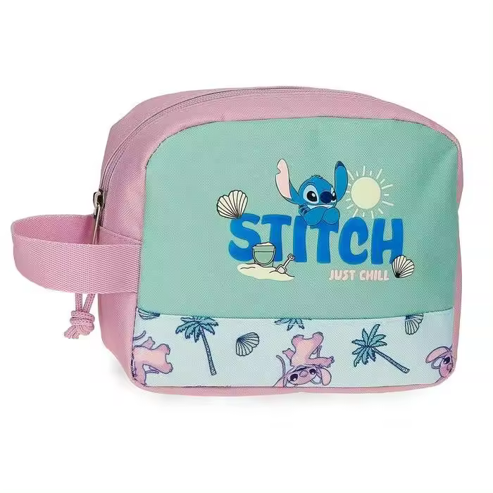 NECESER STITCH "JUST CHILL" – CON ASA Y ADAPTADOR A CARRO – DISEÑO DISNEY FUNCIONAL Y DIVERTIDO - 1