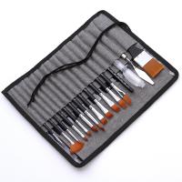Juego de 18 pinceles para artistas, bolsa con raspador, pincel de acuarela, pelo de nailon, mango de madera delicado, estuche de lona para transportar, suministros de arte. - details 2