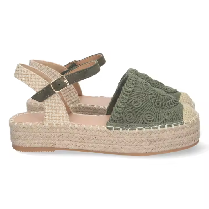 PuntoSalao Alpargatas de plataforma en yute y hebilla mujer color verde TF3307 - 1