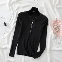 Suéter De Punto Para Mujer Con Cremallera Estilizado De Otoño/invierno Cuello En V Manga Larga Suave Y Ajustado - details 12