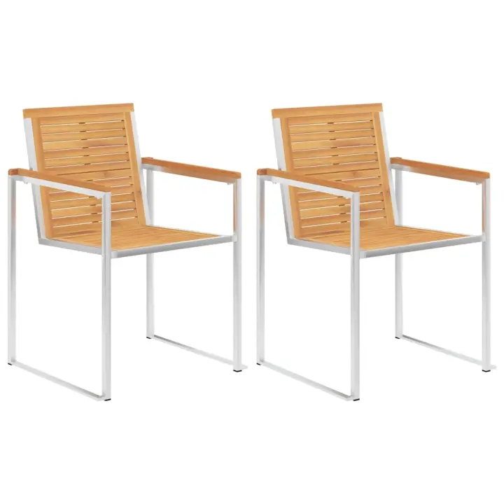 Sillas de Jardín con 2 UDS Madera Maciza Teca y Maple - 1