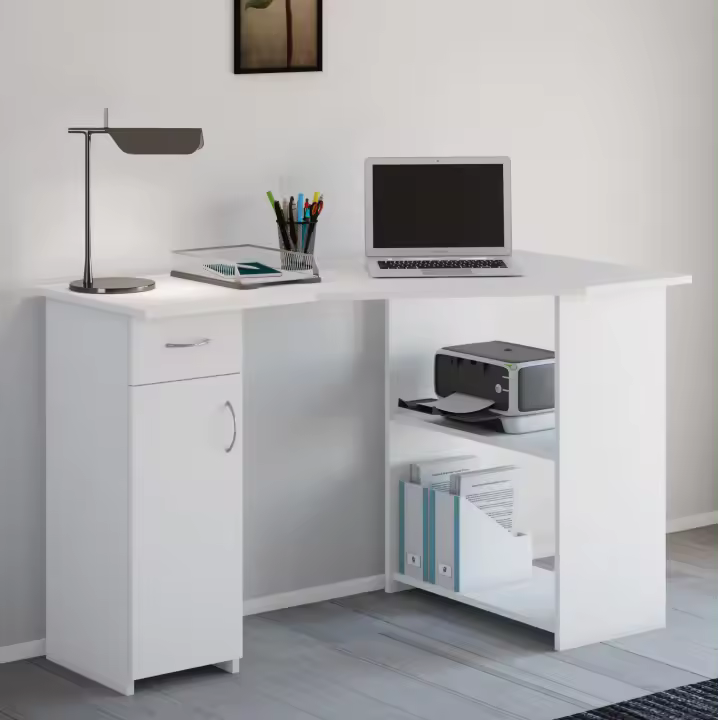 Escritorio esquinero de madera Escritorio angular Escritorio de ordenador Cajón Linzia Escritorio esquinero de madera Escritorio angular Escritorio de ordenador Cajón Linzia - 1