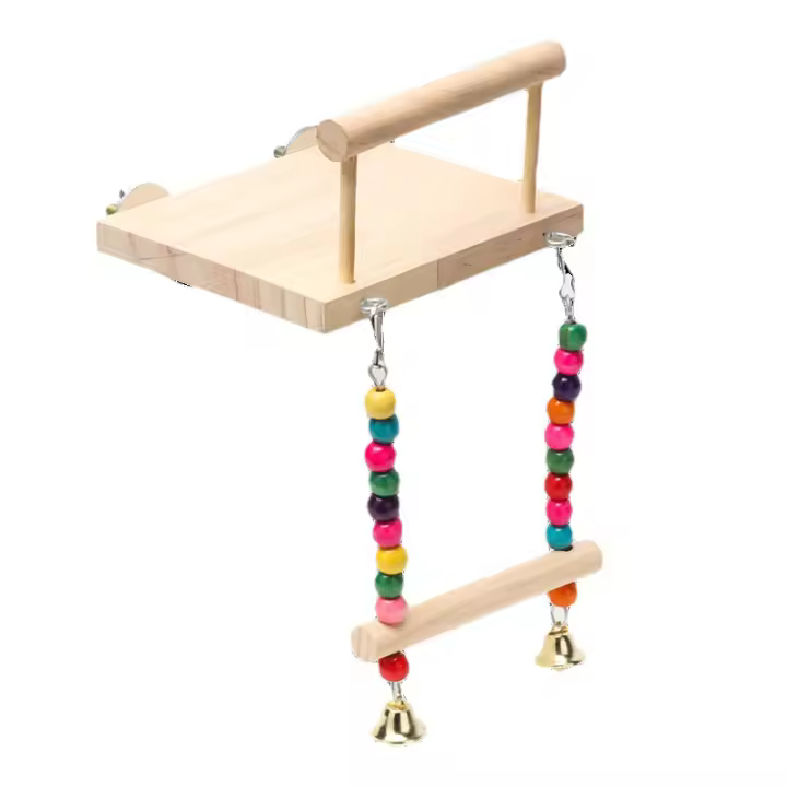 Juguete De Aire Libre Para Pájaros CAWAII KENNEL Percha De Madera Para Periquitos Con Cuentas De Masticar Juguete De Juego Para Pájaros En Jaula - 1