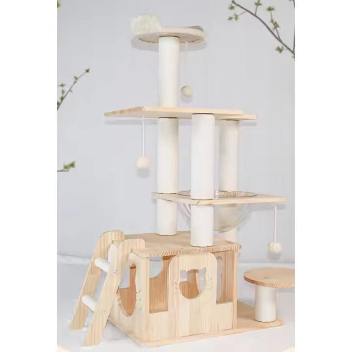 Madera maciza (pino) Cuerda de algodón blanco Material de felpa Lámina de acrílico, 60cm*40cm*149cm - 1