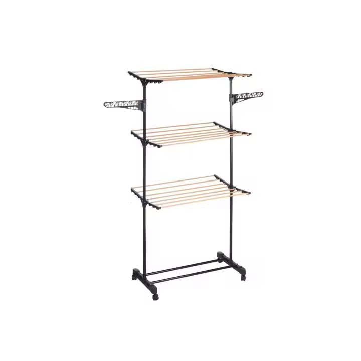 Tendedero 165 cm 3 alturas negro efecto madera - 1