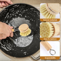 Juego De Cepillos De Cocina De Madera Sisal Recambiables Con Mango Largo Para Limpieza De Ollas Y Sartenes Set Ecológico Para Limpieza Del Hogar - details 4