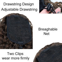 Ponytail Africano Largo Sintético 18 Pulgadas Con Cuerda Curly Fluffy Peluca Extensión De Cabello Falsa Para Mujeres - details 2