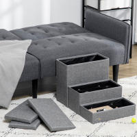 PawHut Escalera para Mascotas de 3 Peldaños Escalones para Perros Gatos con Tapas Abribles y Espacio de Almacenamiento 63,5x42,5x40,5 cm Gris - details 6