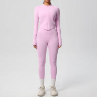 SSITO Traje de Yoga de 2 UDS., Conjunto Deportivo de Gimnasio para Mujer, chándales para correr con Cremallera, ropa Deportiva de entrenamiento, Camisa Deportiva Larga de manga, ropa de Yoga - details 45