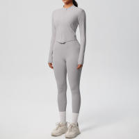 SSITO Traje de Yoga de 2 UDS., Conjunto Deportivo de Gimnasio para Mujer, chándales para correr con Cremallera, ropa Deportiva de entrenamiento, Camisa Deportiva Larga de manga, ropa de Yoga - details 34
