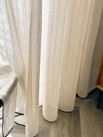 Cortinas De Estilo Francés Antiguo Con Borde Negro Lino Rayado Crema Retro Japonesa Para Balcón Y Sala De Estar - details 3