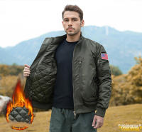 Chaqueta De Piloto MA-1 Para Hombre Estilo Militar Con Estampado De Camuflaje Chaqueta De Béisbol Gruesa De Algodón Para Otoño E Invierno Cierre De Cremallera - details 4