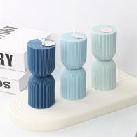 Molde De Vela De Columna Con Rayas En Silicona Para DIY Grande Molde De Cera De Columna Ribbed Conico Geométrico - details 2