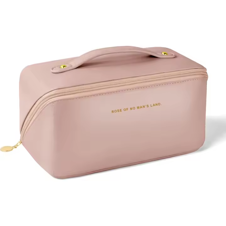 Bolsa de maquillaje grande, impermeable, portátil, para mujer, de piel sintética, para guardar artículos de aseo. - 1
