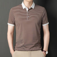 Camisa Polo De Punto Para Hombre 2024 Con Estampado De Rayas Algodón Transpirable Y Cómoda Para Negocios Casual Estilo Moderno - details 16