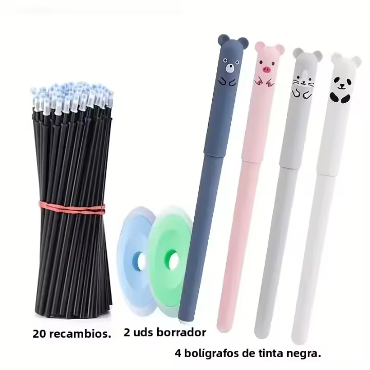 Juego De 26 Bolígrafos De Gel Erasables Panda 0.5mm Recargables Lavables Para Escuela Y Oficina Suministros De Papelería - 1