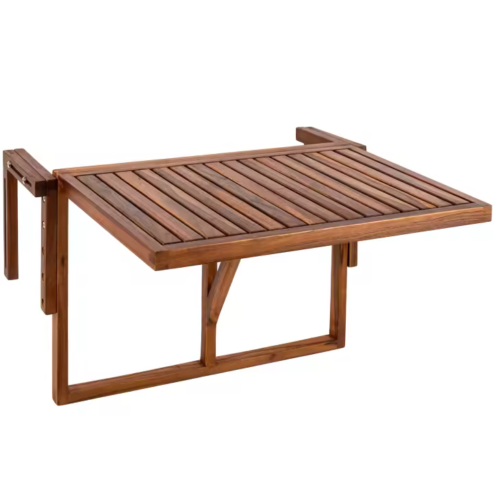Mesa abatible 60 x 40 cm de madera de teca certificada para balcón exterior - PrimeMatik - 1
