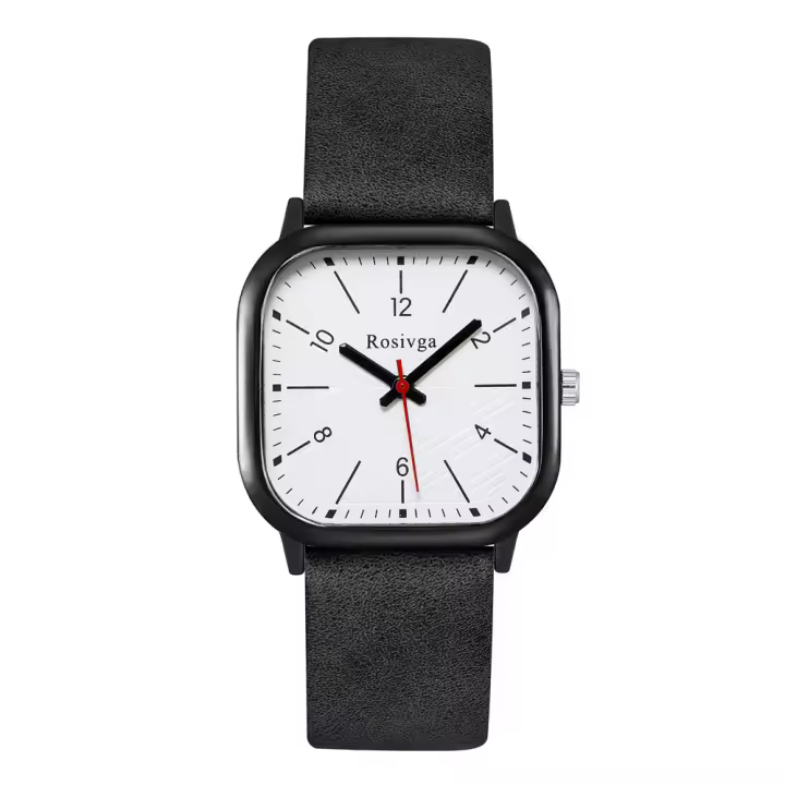 Reloj De Pulsera De Cuero Para Hombre Estilo Business Con Dial Cuadrado Y Marcadores Arábigos Movimento De Cuarzo Moda - 1