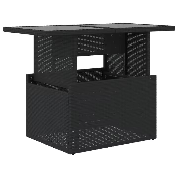 Mesa de Jardín superficie De Vidrio Ratán PE Negro 100x55x73 cm - 1