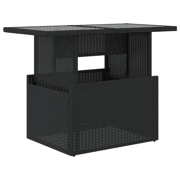 Mesa de Jardín superficie De Vidrio Ratán PE Negro 100x55x73 cm - 1