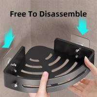 Estante De Pared Para Baño Y Ducha Negro Triangular Sin Perforar Soporte De Almacenamiento Para Detergentes Y Artículos De Higiene Personal - details 0