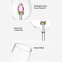 Vaso De Champán Creativo 3D Rosa De Vidrio Con Rosas Incorporadas Para Vino Tinto Y Blanco Vaso De Bebida Goblet Regalo Lindo Para El Día De San Valentín - details 7