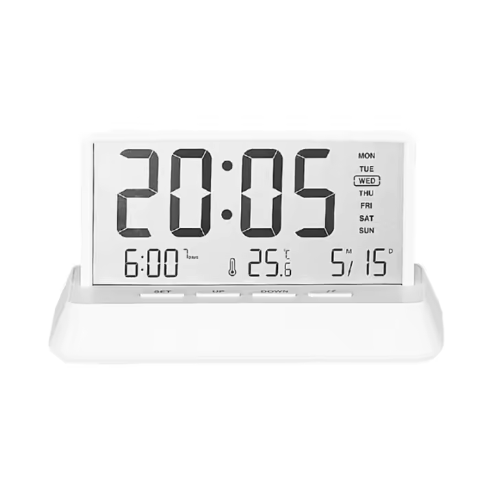 Reloj De Alarma Digital Transparente Con Mostrador De Temperatura Fecha Y Día De La Semana Estilo Moderno Para Oficina Y Hogar 12/24H - 1