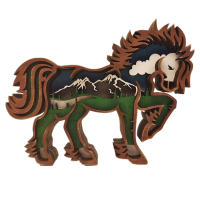 Wolf Totem Decorativo De Madera Vacío Navidad Animal Creatividad Adorno De Escritorio Para Coche Decoración LED Para Sala De Estar - details 7