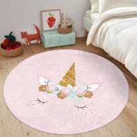Alfombra De Juego Con Diseño De Unicornio Para Niñas Alfombra Redonda Antideslizante Para Habitación De Niños Alfombra De Actividad Rosa Corona Alfombra De Juego Para Sala De Juegos - details 7