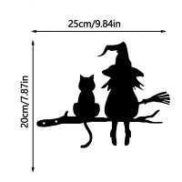 1PC Destacado De Hierro Silueta De Bruja Y Gato Para Jardín Decoración De Arbolado Incluye Tapa Para Tronco De Árbol Para Jardín Lawn Courtyard - details 5