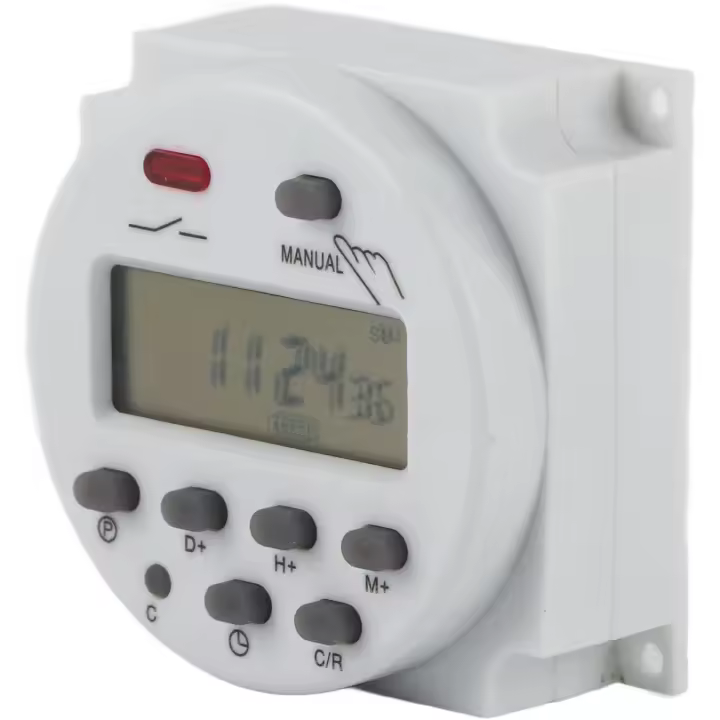Mini LCD digital por temporizador programable con 17 ajustes de apagado y 17 de apagado para un control preciso del tiempo en pared o panel (220 V). - 1