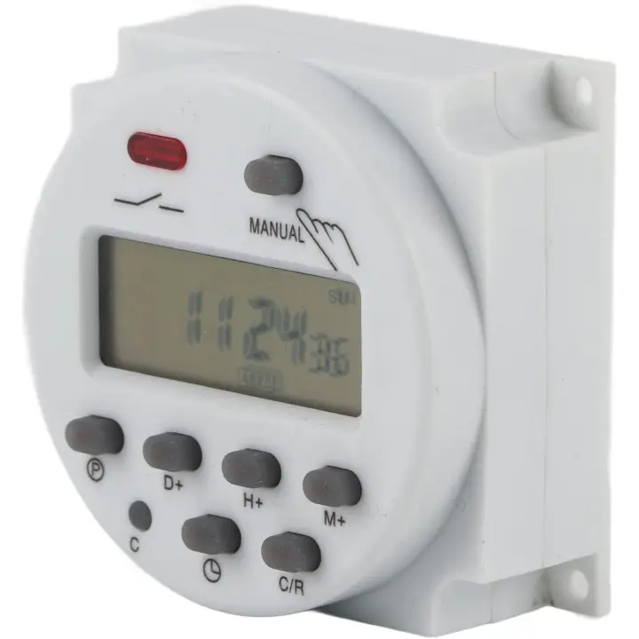 Mini LCD digital por temporizador programable con 17 ajustes de apagado y 17 de apagado para un control preciso del tiempo en pared o panel (220 V). - 1