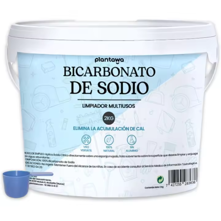 Plantawa Bicarbonato de Sodio Limpieza 2kg | Bicarbonato para limpieza en Casa. Multiusos: Quitamanchas, Blanqueante y Elimina Olores y Grasa. Origen Natural y Puro. - 1