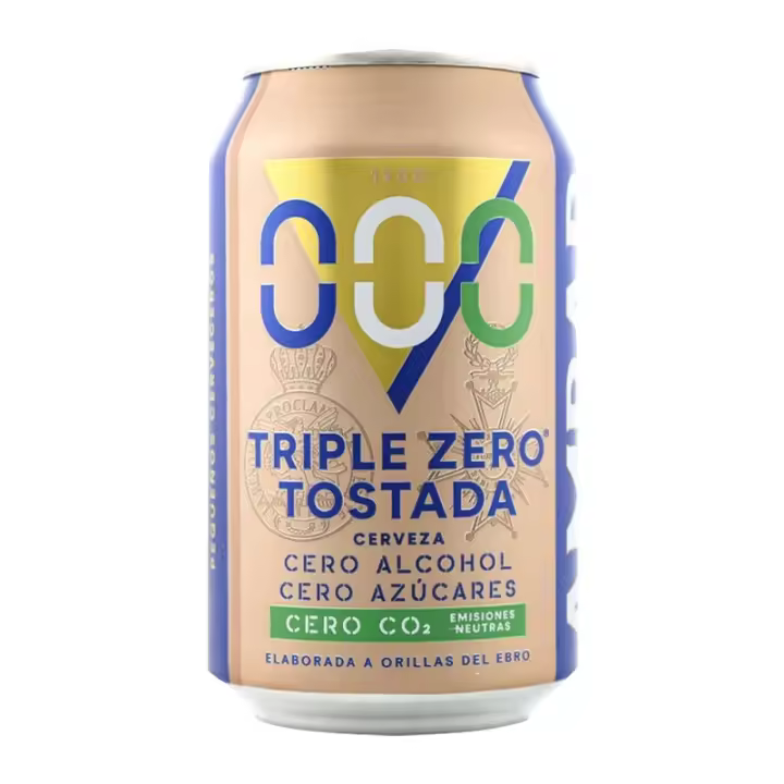 Cerveza Ambar Tostada Triple Zero 000 33 cl pack 24 latas Total 7,92 litros 0% alcohol, 0% azúcar, 0% CO2 - 1