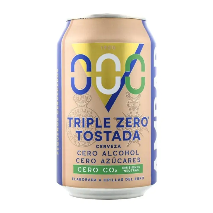 Cerveza Ambar Tostada Triple Zero 000 33 cl pack 24 latas Total 7,92 litros 0% alcohol, 0% azúcar, 0% CO2 - 1