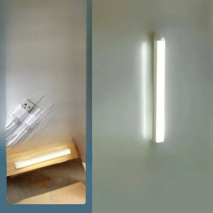 Luz Nocturna Recargable Magnética Con Sensor Inteligente Para Armario 30CM 11.81 Pulgadas Luz De Pared Ajustable Iluminación Doméstica Luz De Armario - 1