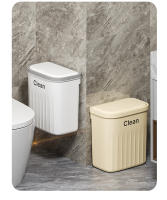 Bandeja De Papelera De Prensa Montada En La Pared 12/16L Con Tapa Para Baño Y Cocina Caja De Basura Ecológica De Plástico Rectangular - details 13