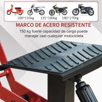 HOMCOM Caballete Elevador Universal Ajustable para Moto tipo Soporte de Motocross para Aparcar o Reparar Amortiguamiento Carga 150kg Acero - details 3