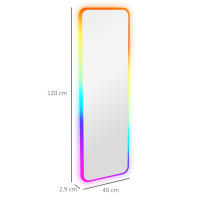 HOMCOM Espejo de Cuerpo Entero con Luces LED 120x40 cm Espejo Rectangular de Pared Ajustable con Iluminación de 7 Colores RGB y Función de Memoria para Dormitorio Vestidor - details 2